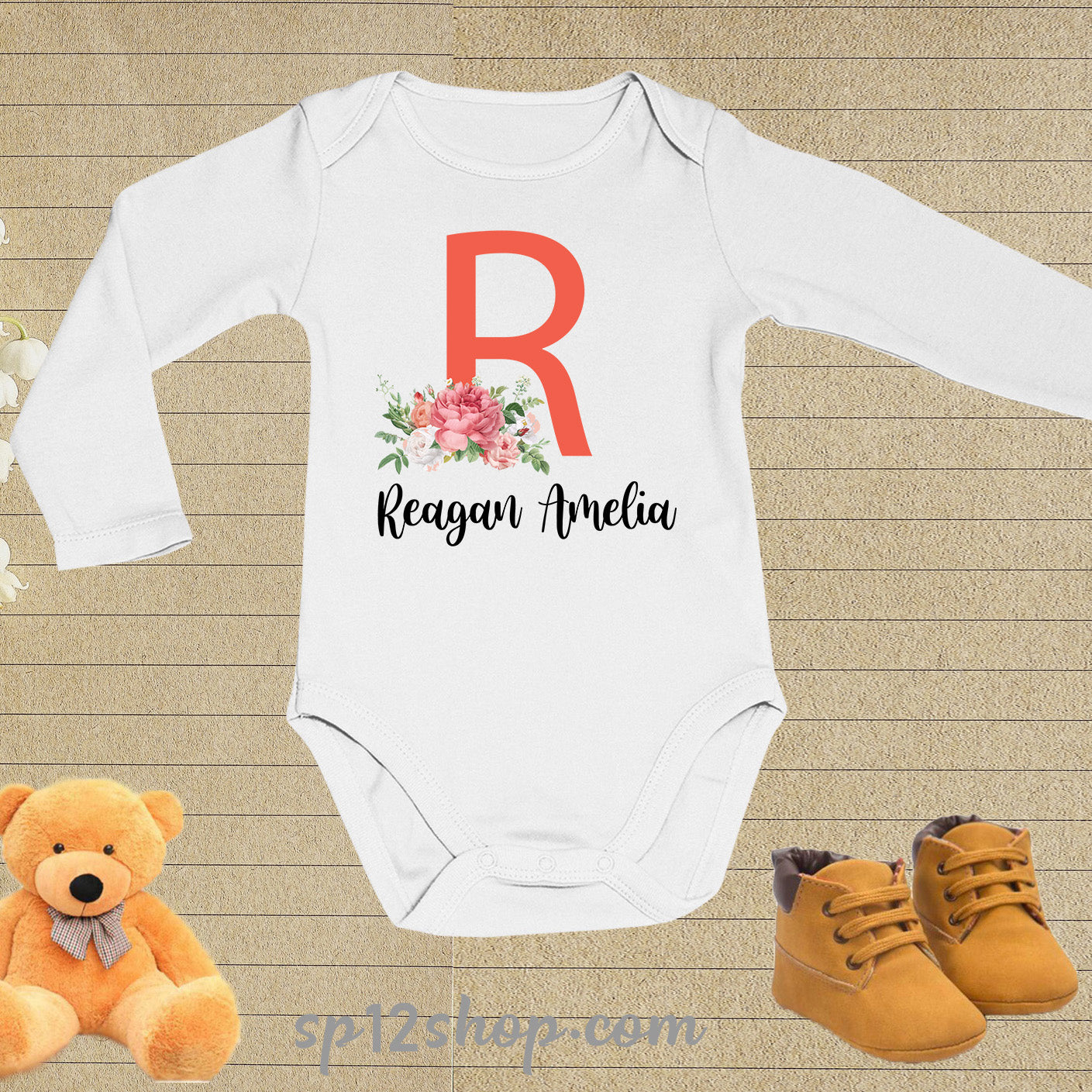 Personalise Initial Letter And Name Baby Bodysuit