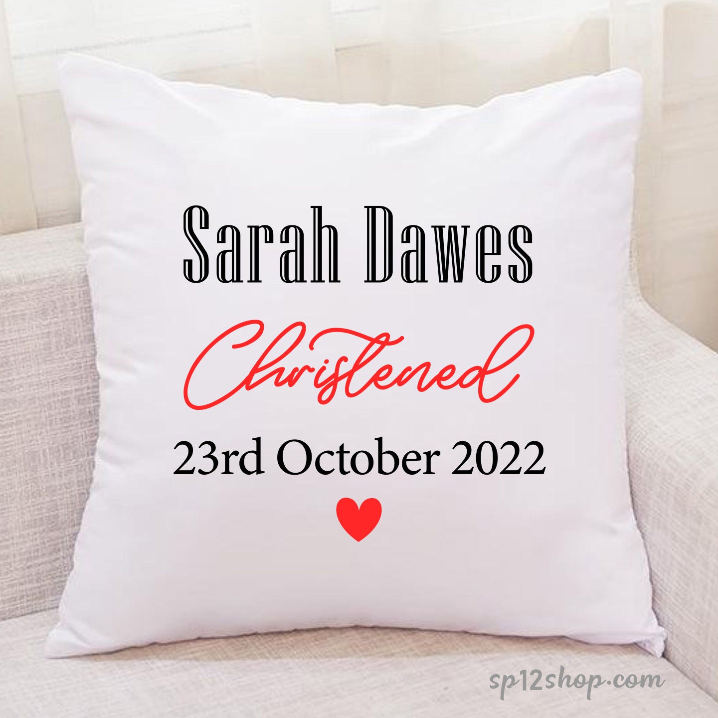 Personalised Baby Christening Cushion Cover