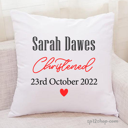 Personalised Baby Christening Cushion Cover