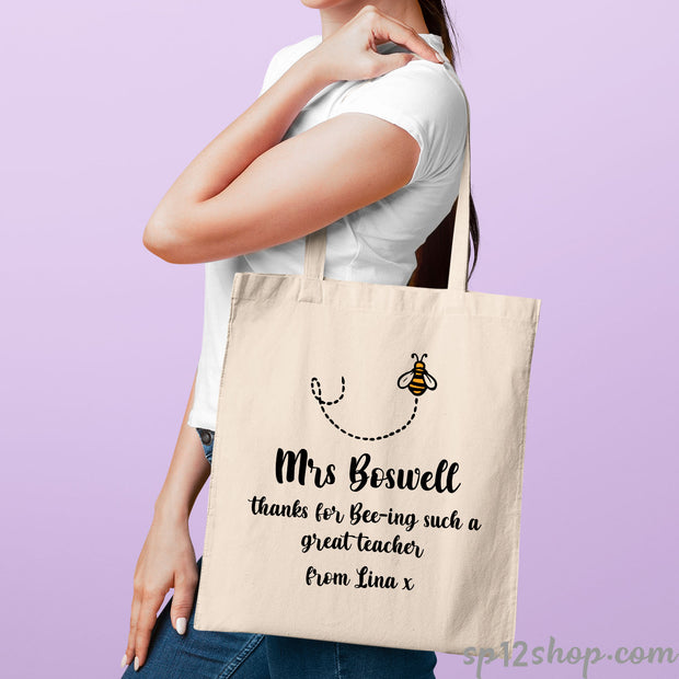 Personalised Bee-ing Great Teacher Tote Bag
