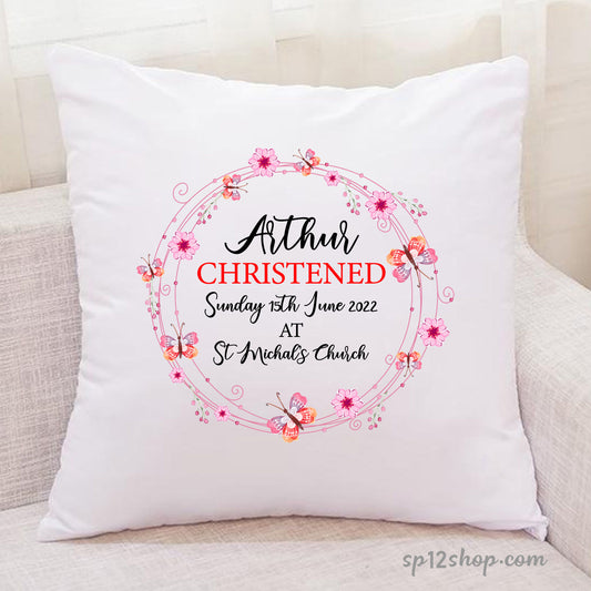 Personalised Christening Cushion Cover