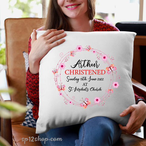 Personalised Christening Cushion Cover