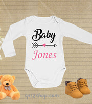 Personalised Family Surname Baby Girls Bodysuit