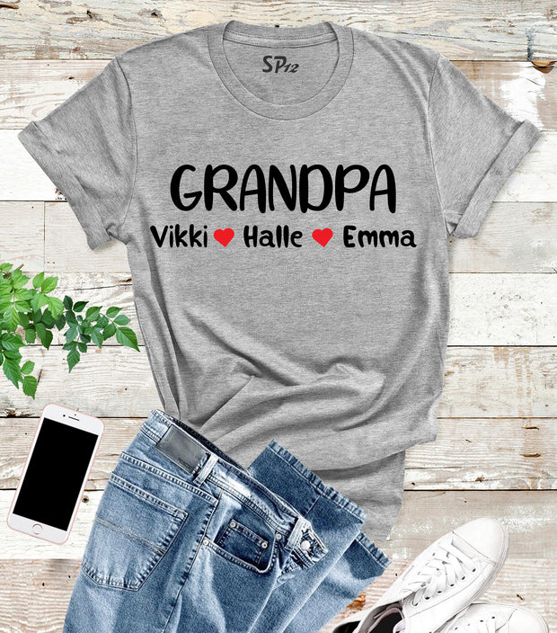 Personalised Grandma Grandpa Daddy Mama T Shirt