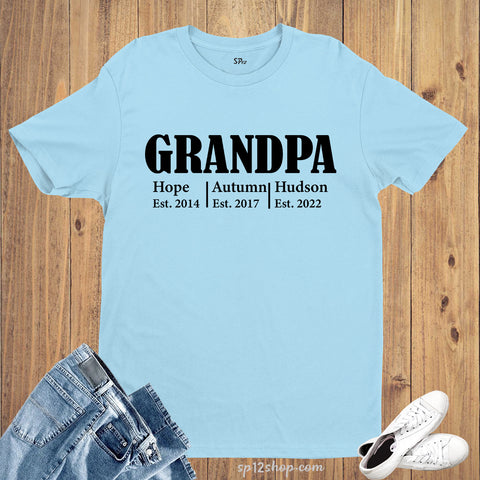 Personalised Grandpa T Shirt With Child Name