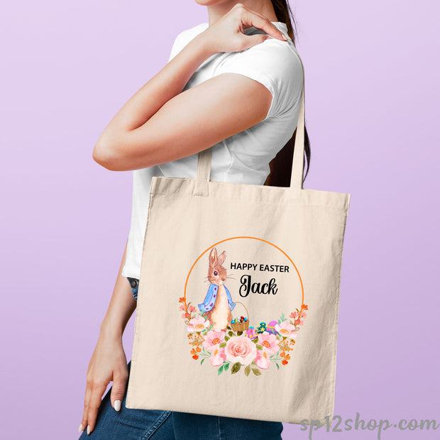 Personalised Happy Easter Boys Bunny Tote Bag