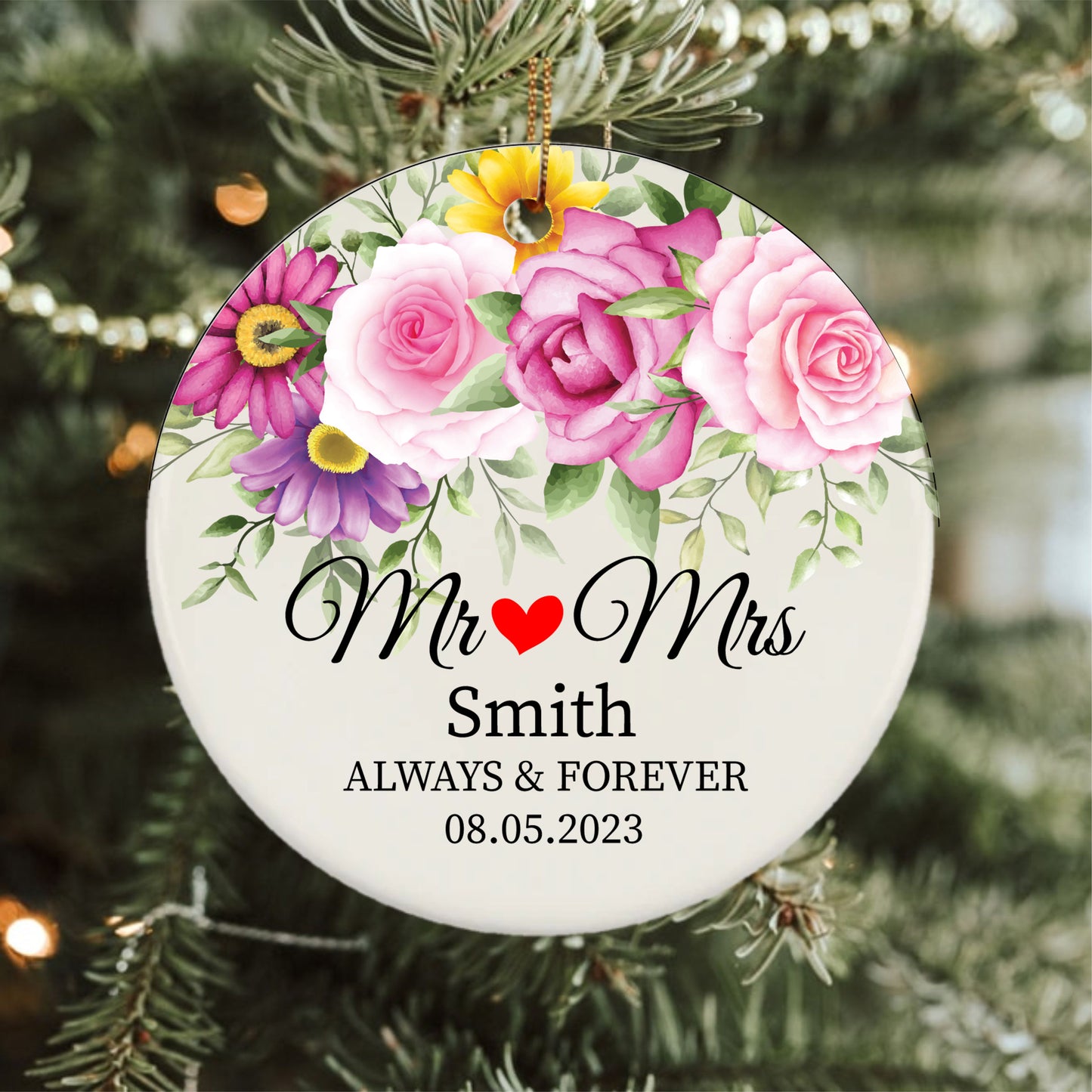 Personalised Mr Mrs Always Forever Ornament
