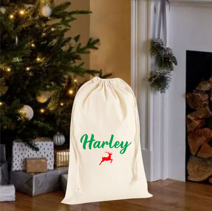 Personalised Reindeer Christmas Gift Bag 