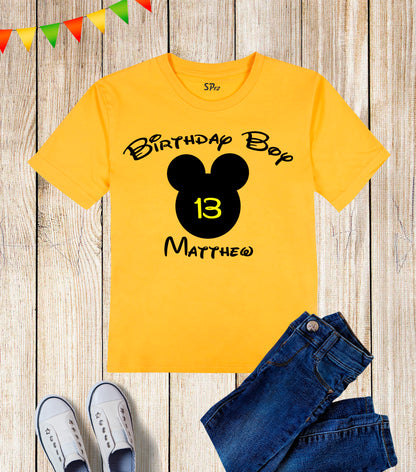 Personalsed Birthday Boy And Girl Kids T Shirt Mouse Ear Shirt