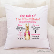 Peter Rabbit Baby Girls Personalised Christening Cushion Cover