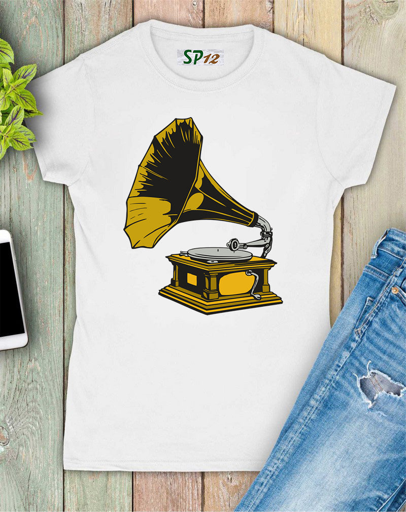 Phonograph Loudspeaker Graphic Women T Shirt