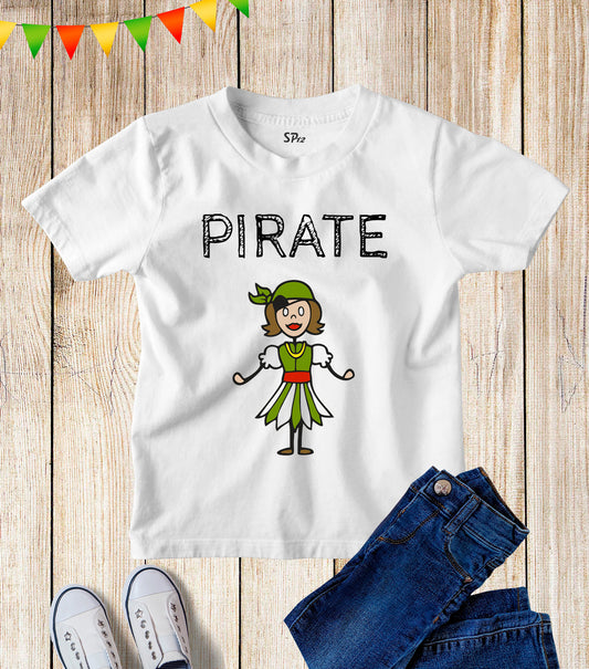 Pirate Girl Funny Graphic Kids T Shirt tee