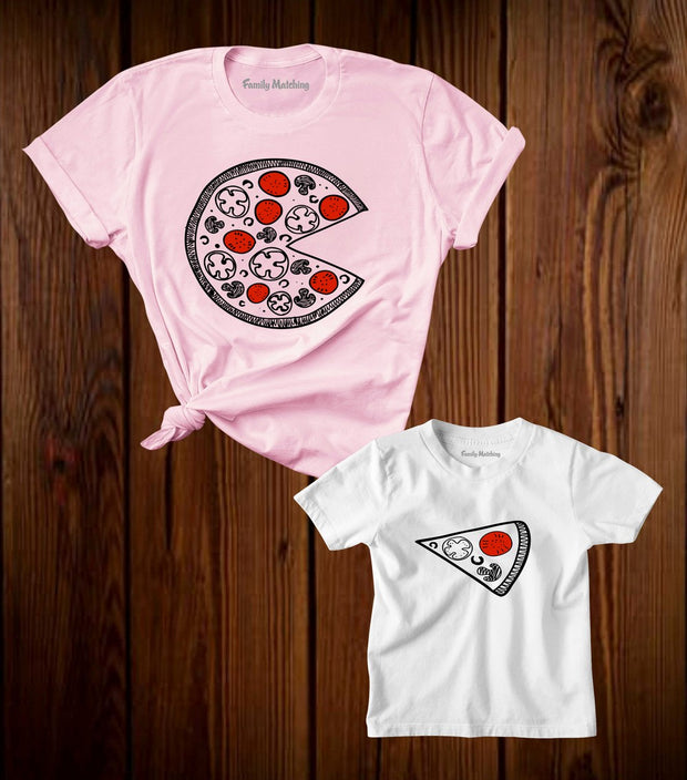 Pizza And Pizza Slice Matching T Shirt
