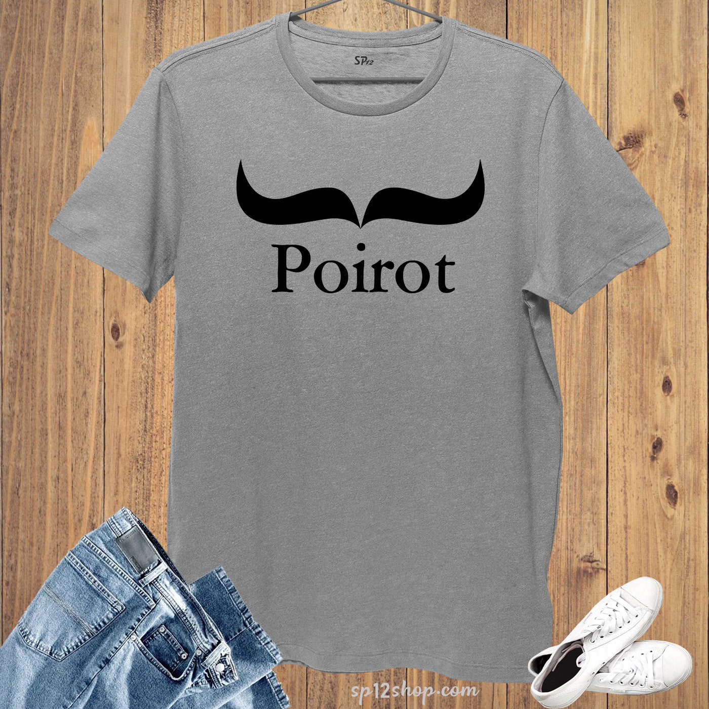 Poirot Mustache Character Cartoon Funny T shirt Tee