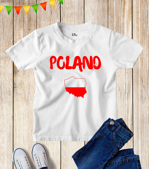 Kids Poland Flag Football FIFA World Cup T Shirt Tee