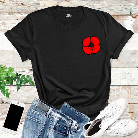 Poppy Flower Pocket T Shirt