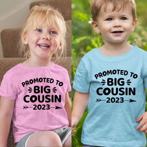 Promoted To Big Cousin 2023 T Shirt Baby Announcement Childrens Tee