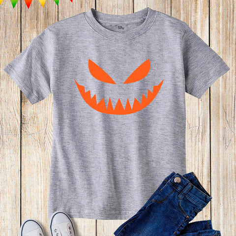 Pumpkin Face Halloween Fall Season Kids T Shirt