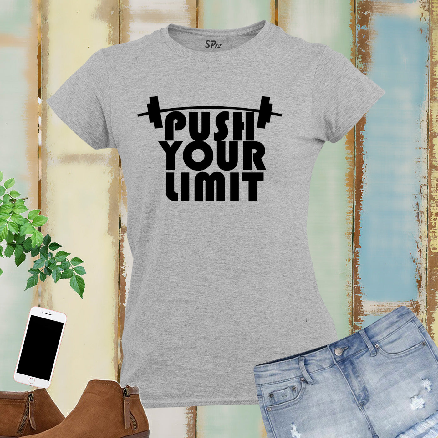 Push Your Limit Dumbbell Fitness crossfit Women T Shirt