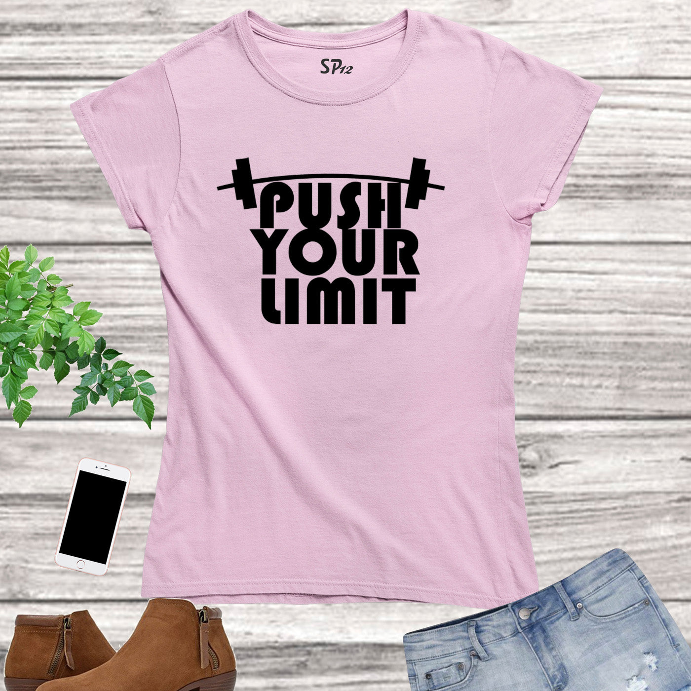 Push Your Limit Dumbbell Fitness crossfit Women T Shirt