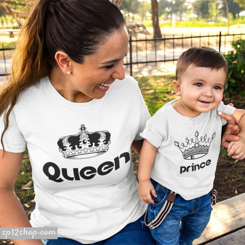 Queen Prince Royal Family Mum Son Mother Mummy Character Slogan Matching T shirt