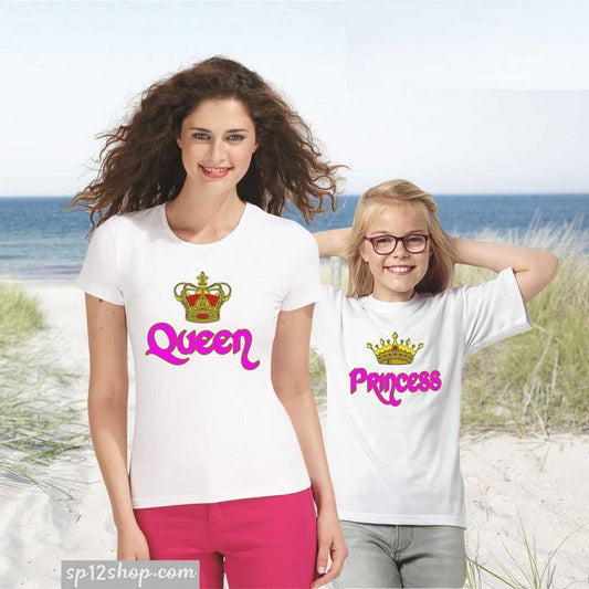 Queen Princess Royal Crown Mothers Mummy Mum Daughter Family Matching T shirts