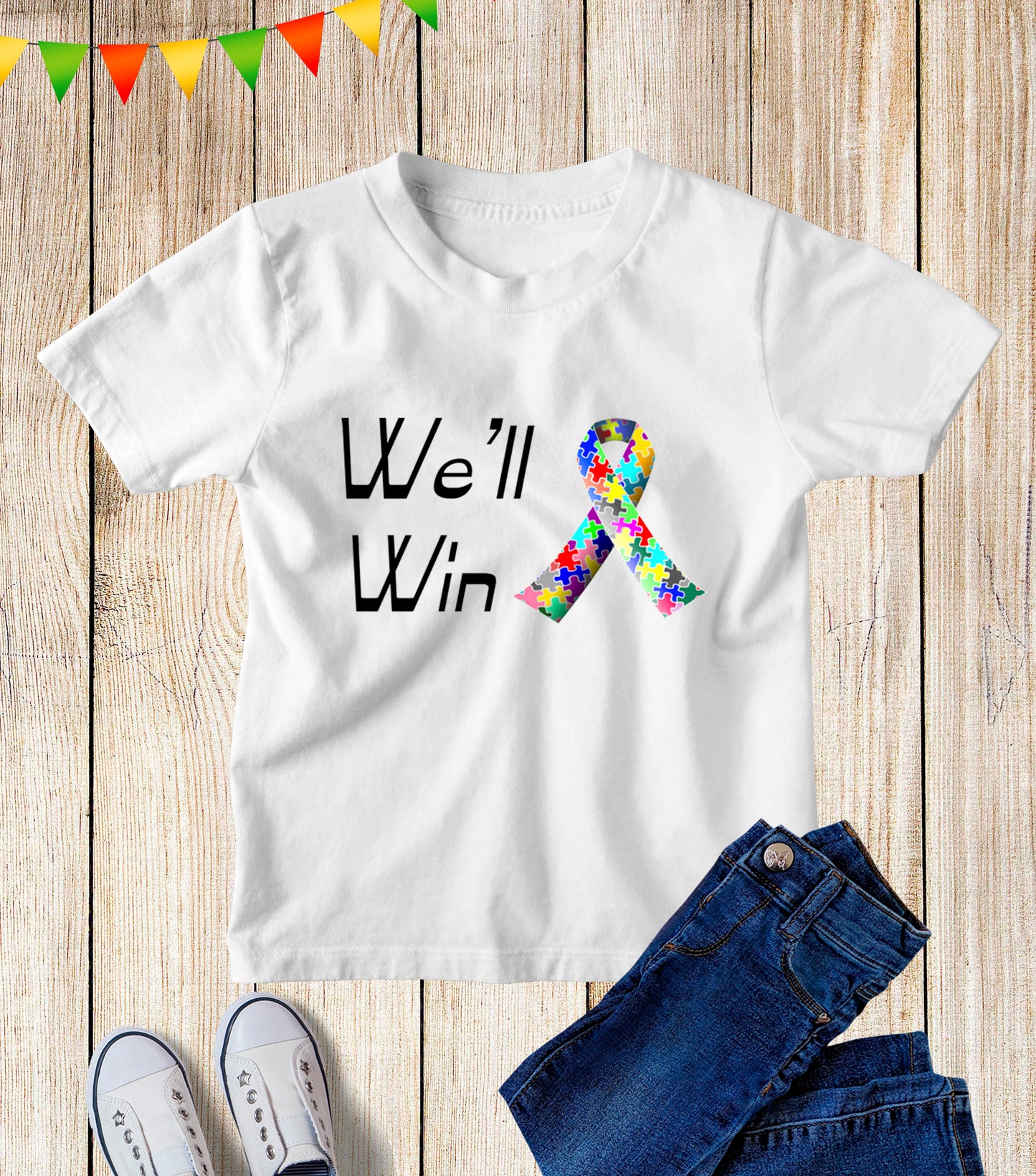 Rainbow Puzzle Autism Kids T Shirt