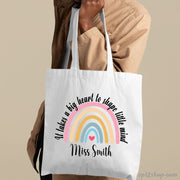 Cute Rainbow Teacher Appreciation Custom Thank You Shopping Tote Bag