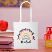 Cute Rainbow Teacher Appreciation Custom Thank You Shopping Tote Bag