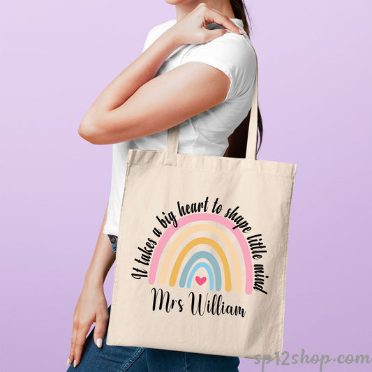 Teacher Appreciation Gift Rainbow Custom Thank You Shopping Tote Bag