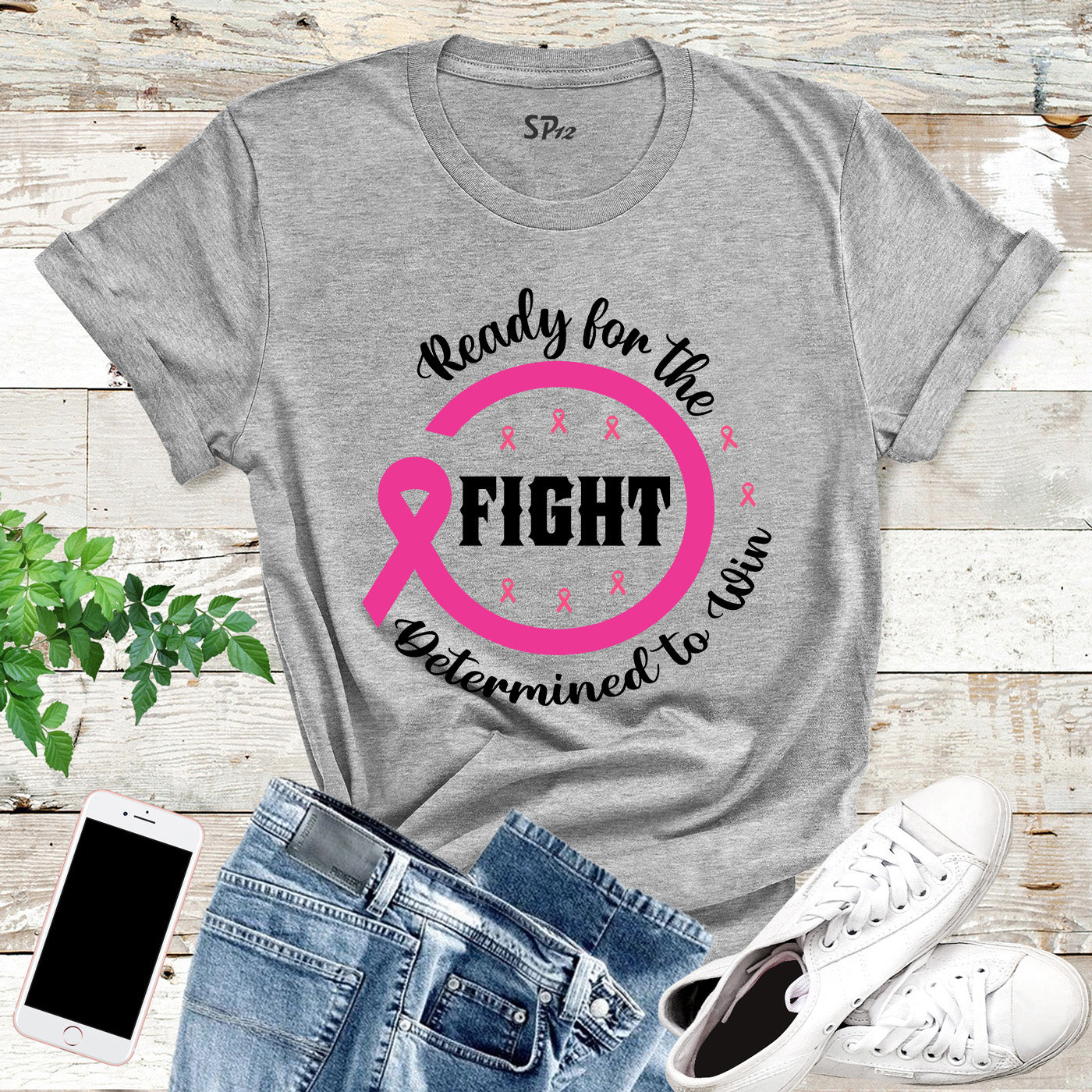 Ready for The Fight Determined To Win Breast Cancer T-Shirt