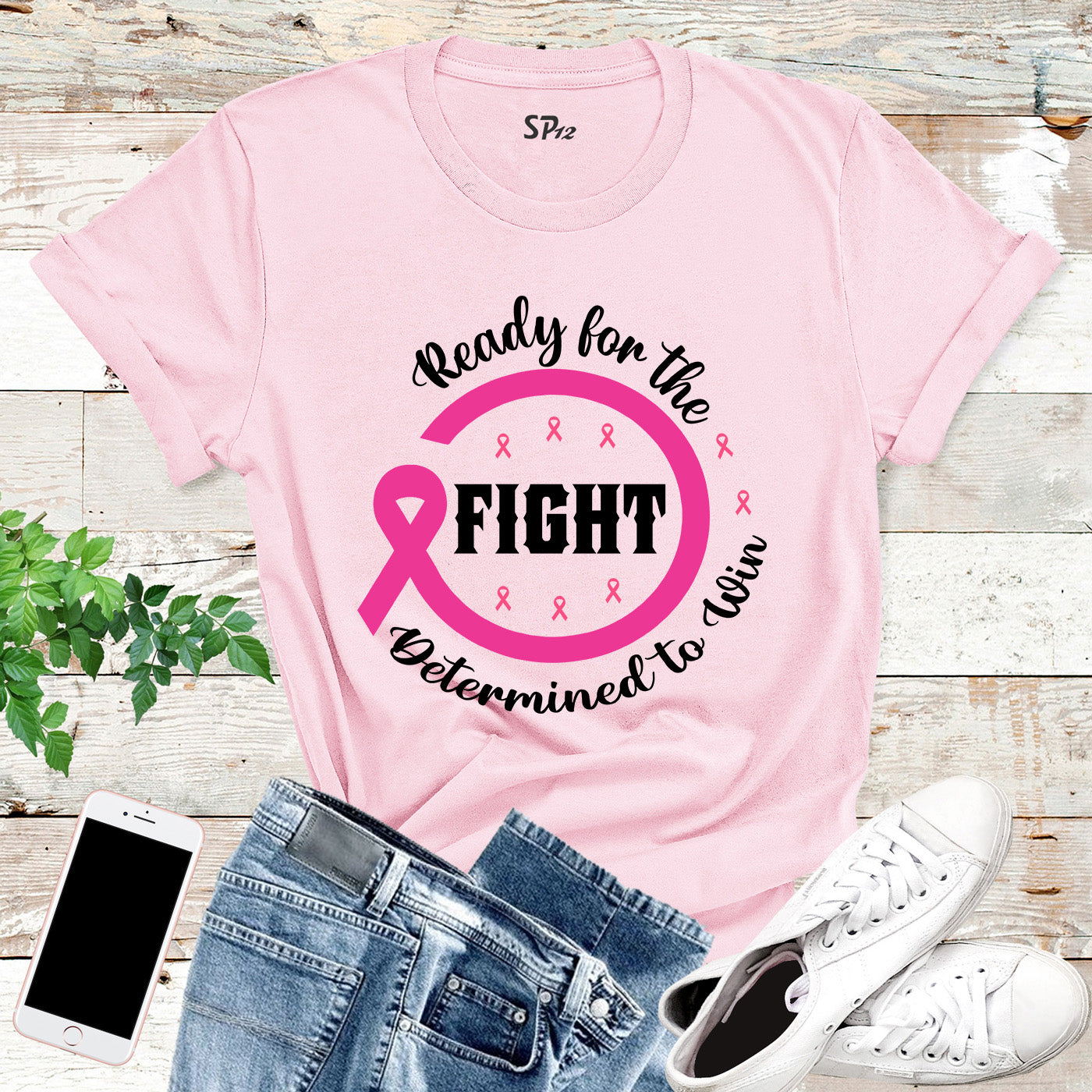 Ready for The Fight Determined To Win Breast Cancer T-Shirt