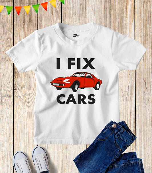 I Fix Cars Red Graphic Car Kids T Shirt