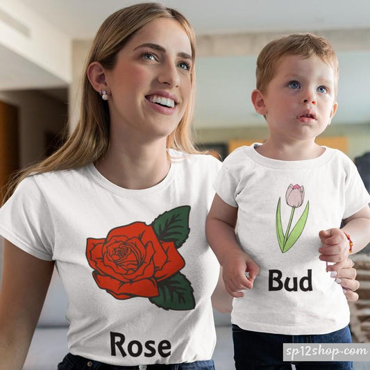Rose Bud Beautiful Flower Mum Mummy Daughter Family Matching T shirts