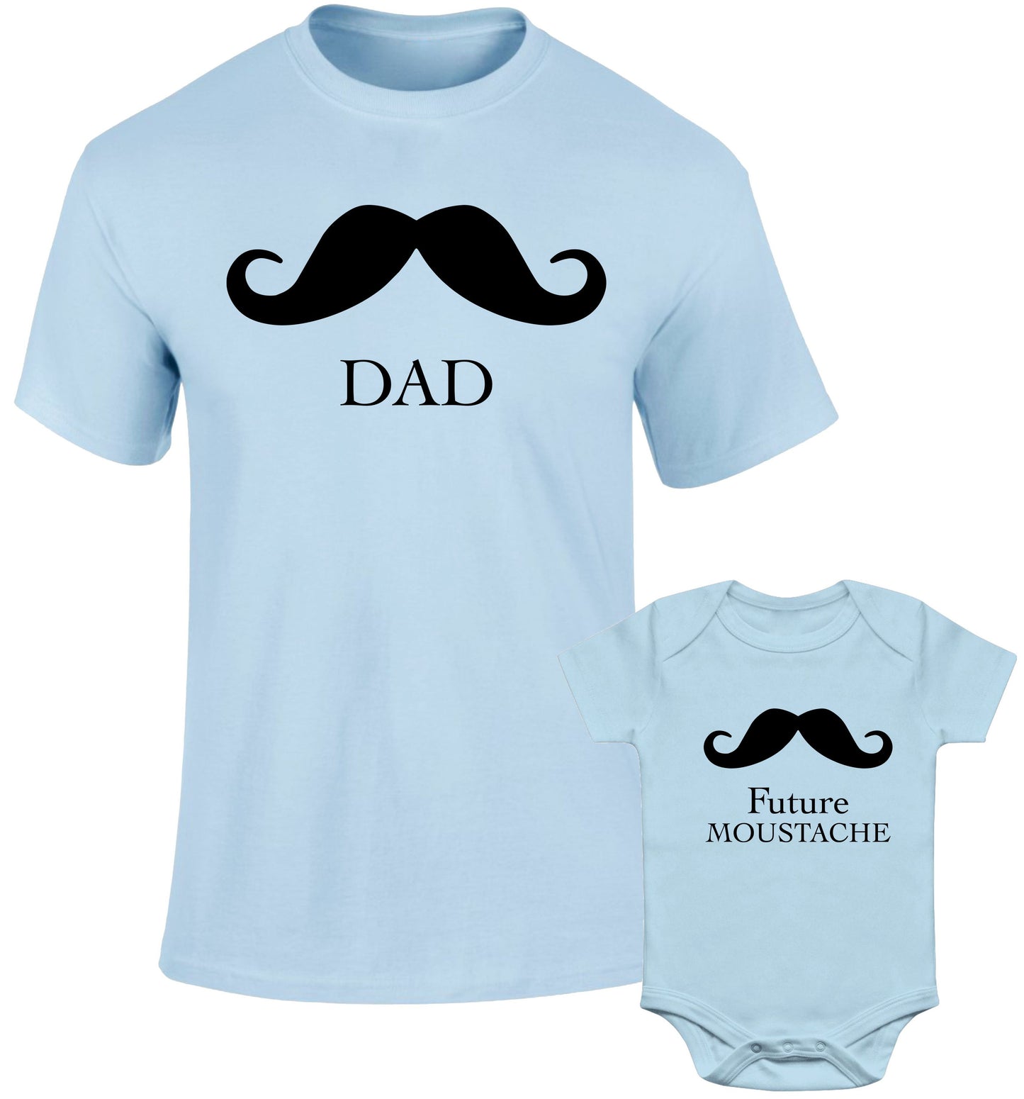 Father Daddy Daughter Dad Son Matching T shirts Mustache