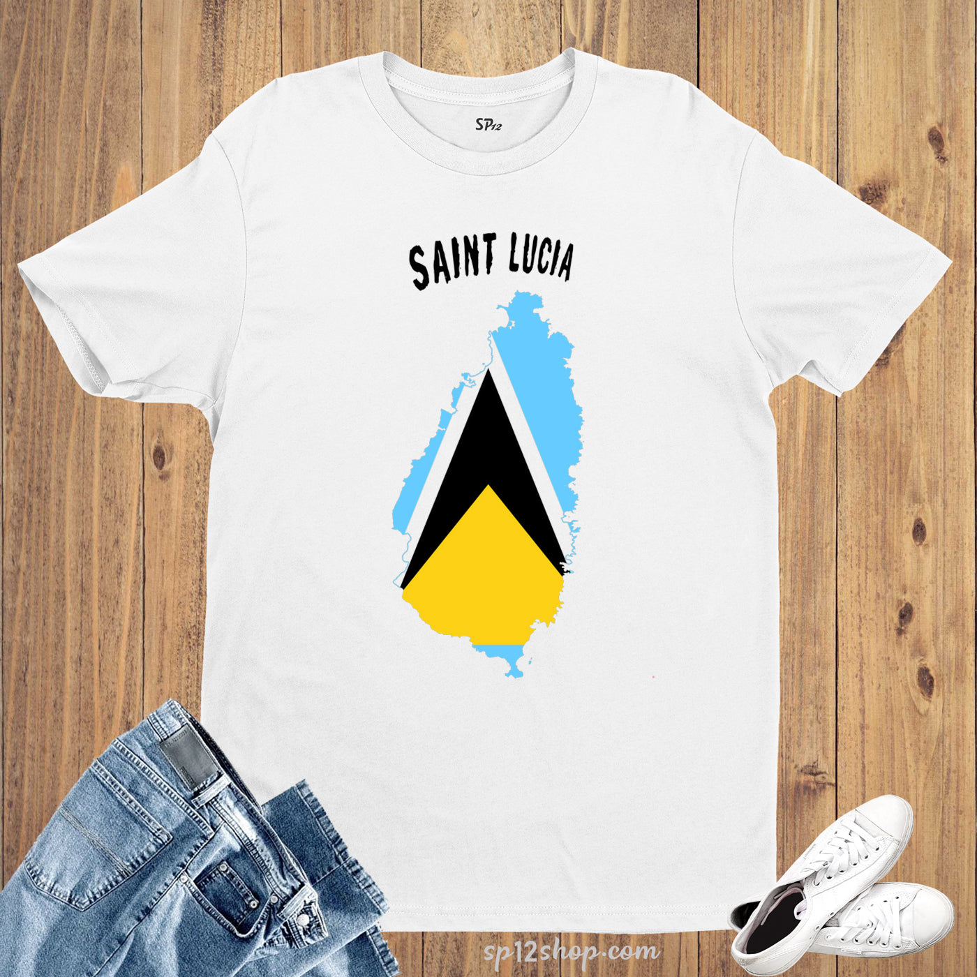 Saint Lucia Flag T Shirt Olympics FIFA World Cup Country Flag Tee Shirt