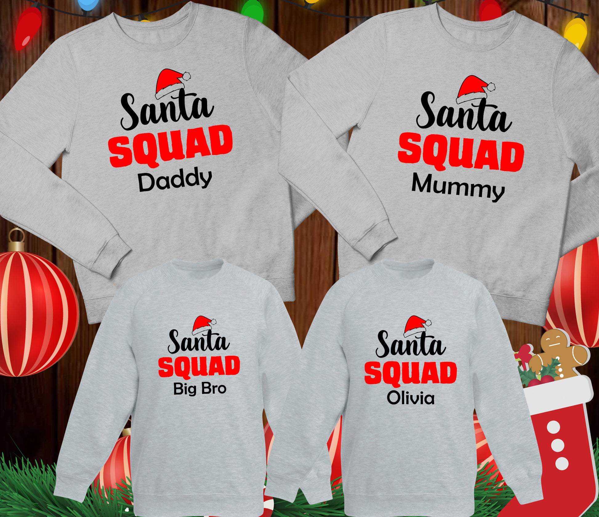 Santa Squad Sweatshirts Custom Family Jumpers