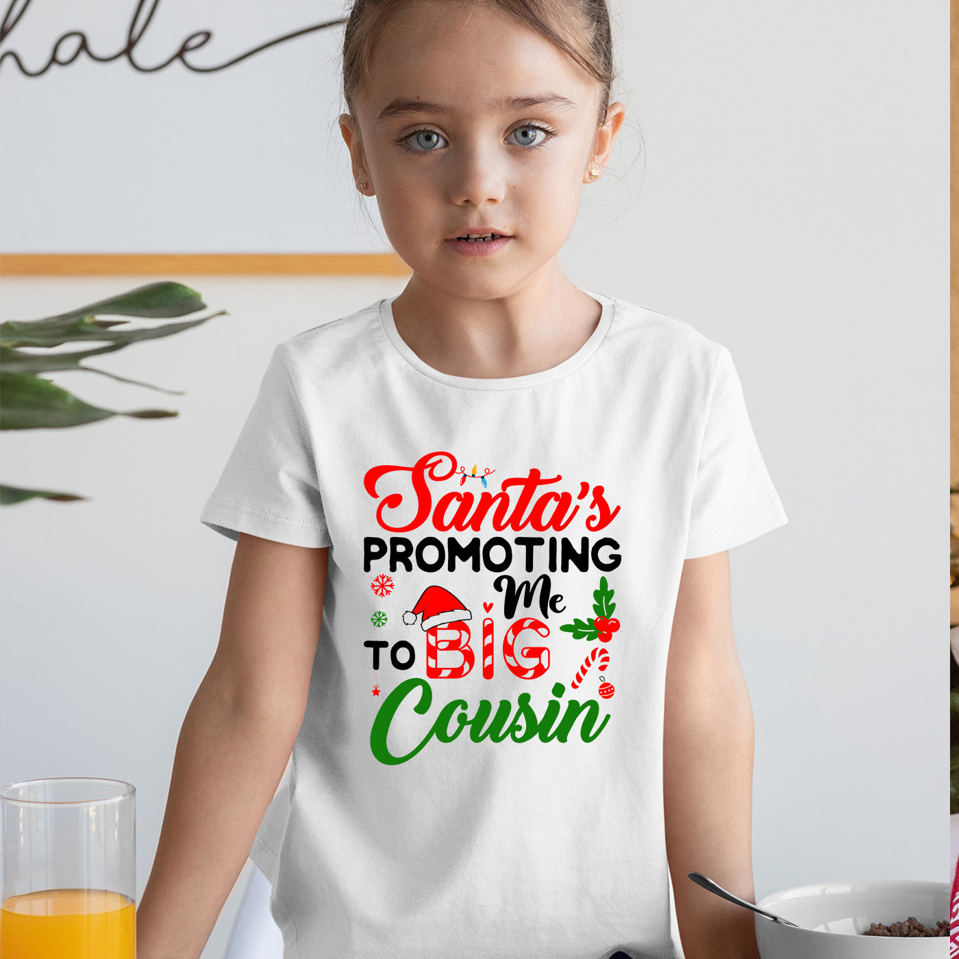Santa's Promoting Me To Big Cousin Kids T Shirt