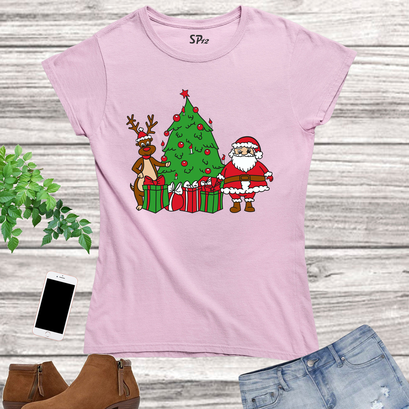 Santa's Reindeer Christmas Women T Shirt