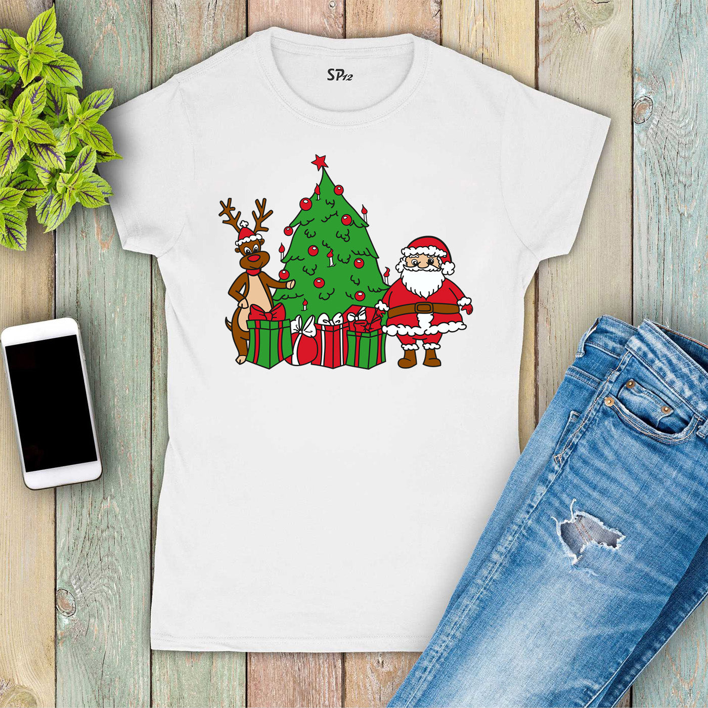 Santa's Reindeer Christmas Women T Shirt