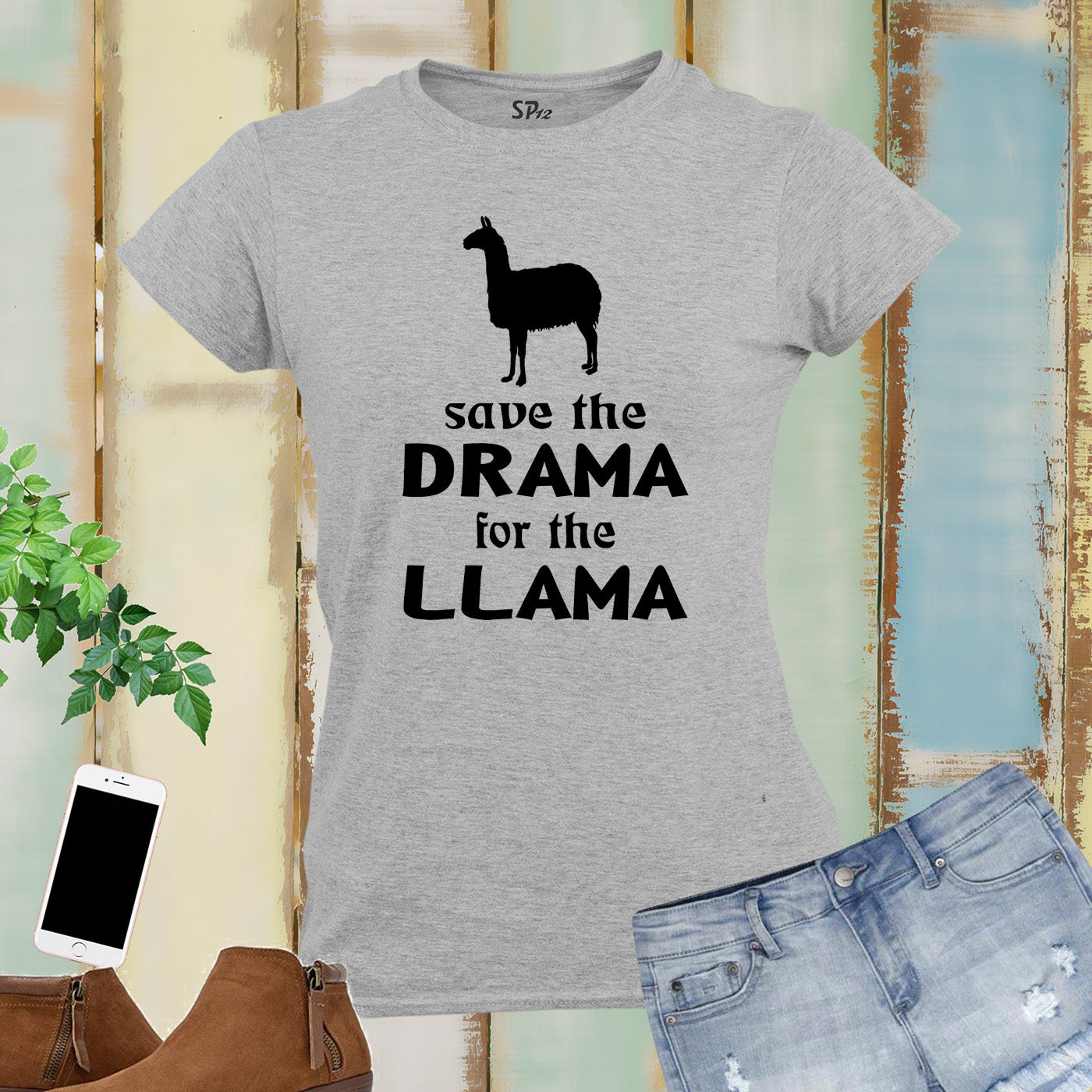 Save the Drama for Your Llama Funny Slogan Women T Shirt