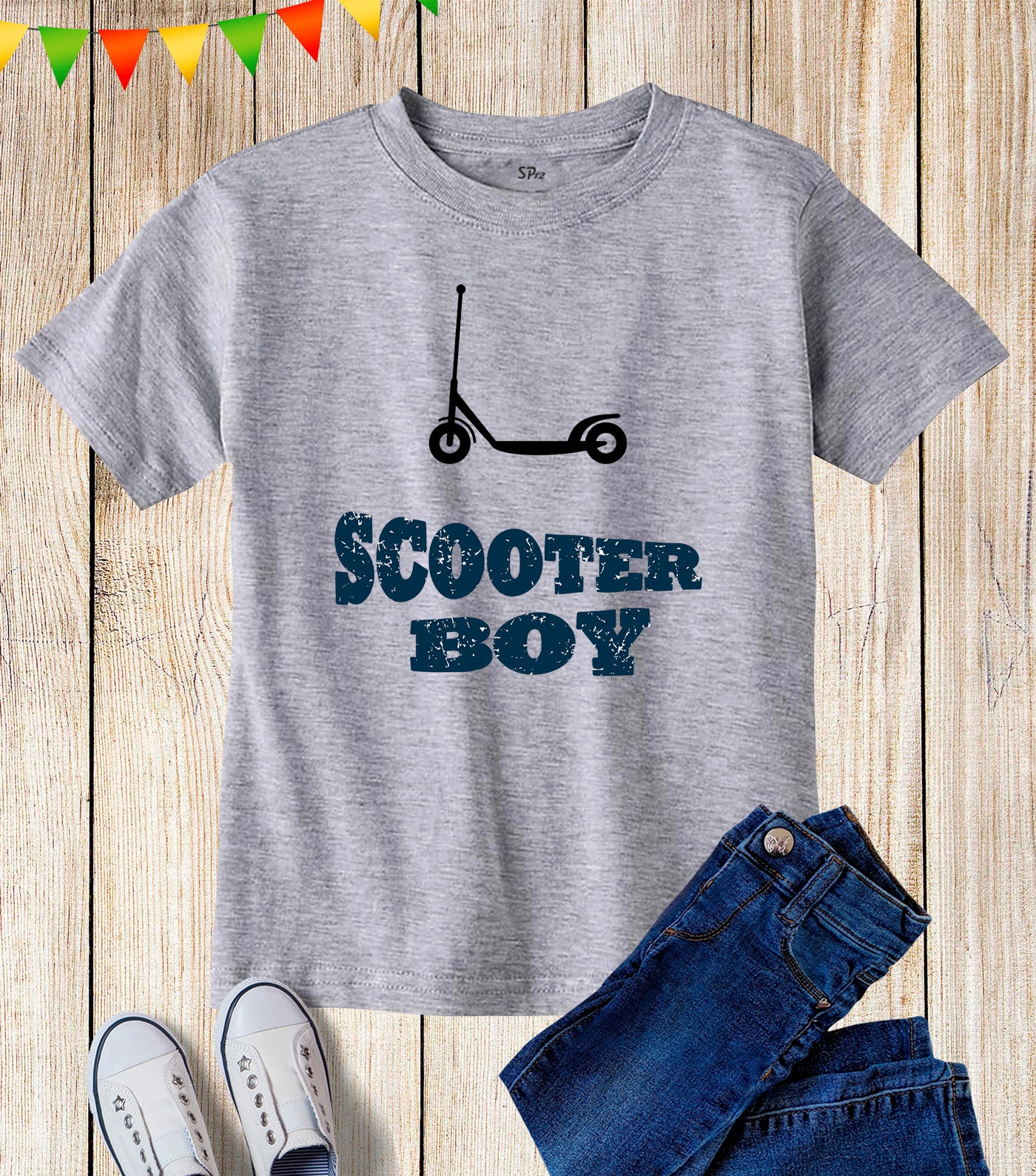Kids Scooter Boy Vintage Distressed Hobby T Shirt