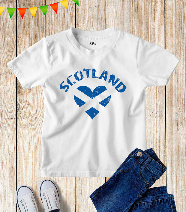 Scotland Flag Love Kids T Shirt