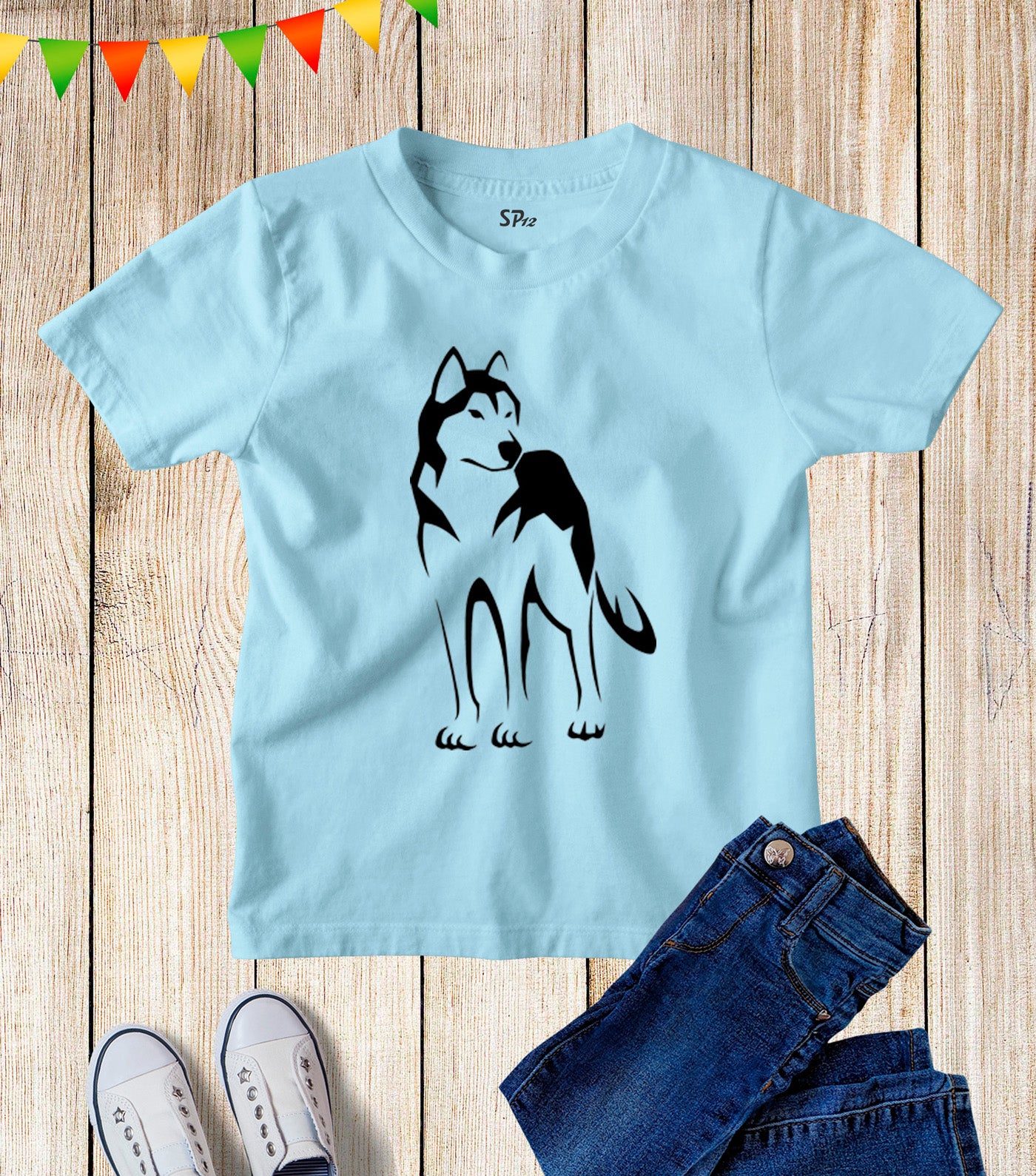 Kids Graphic Cute Pet Siberian Husky Dog T Shirt