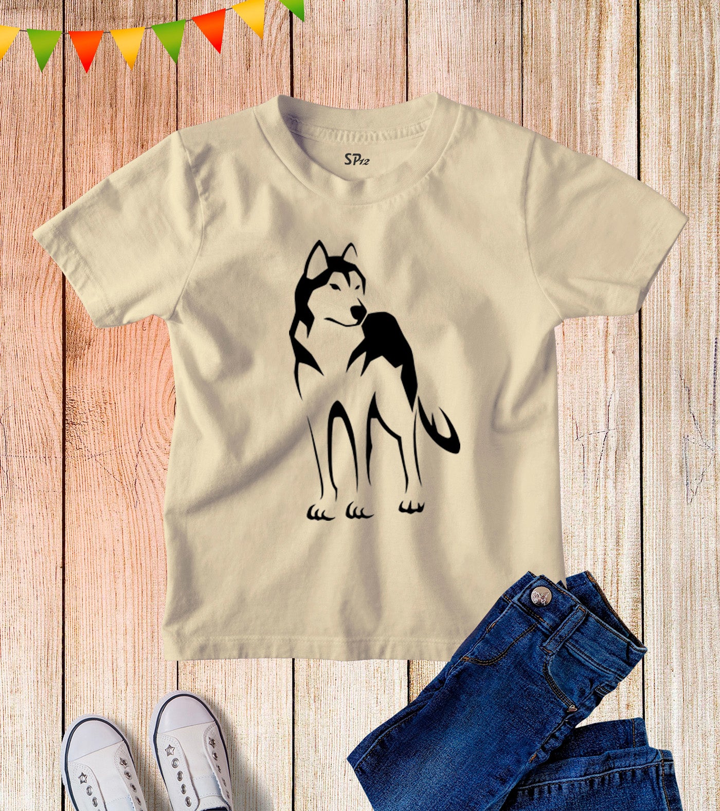 Kids Graphic Cute Pet Siberian Husky Dog T Shirt