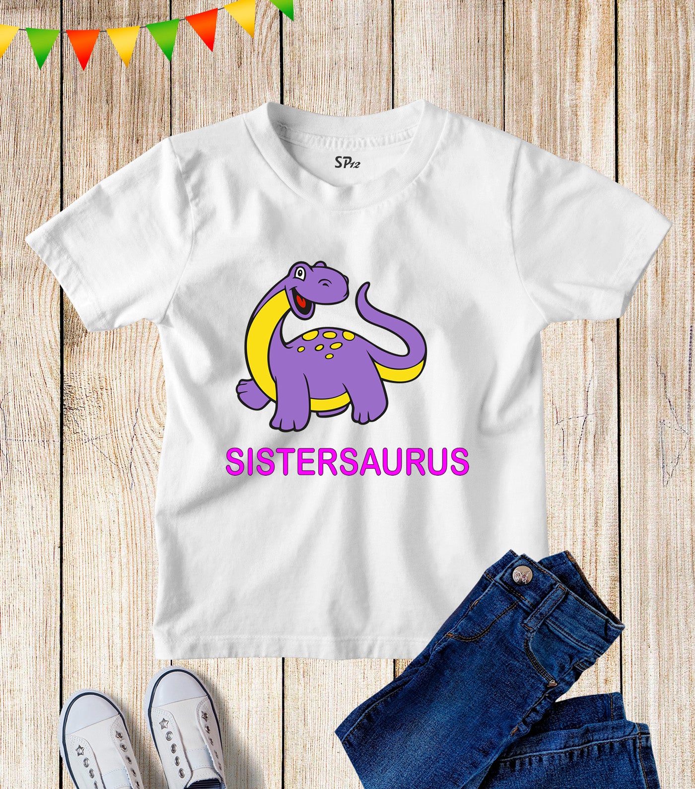 Sistersaurus Funny Kids T Shirt Gift Tee