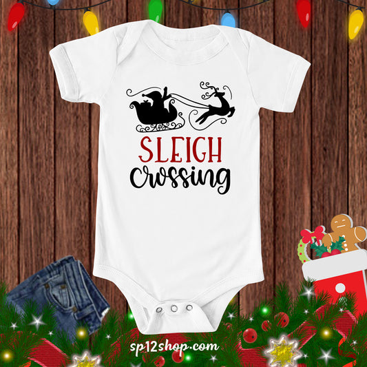 Sleigh Crossing Santa Christmas Family Baby Bodysuit