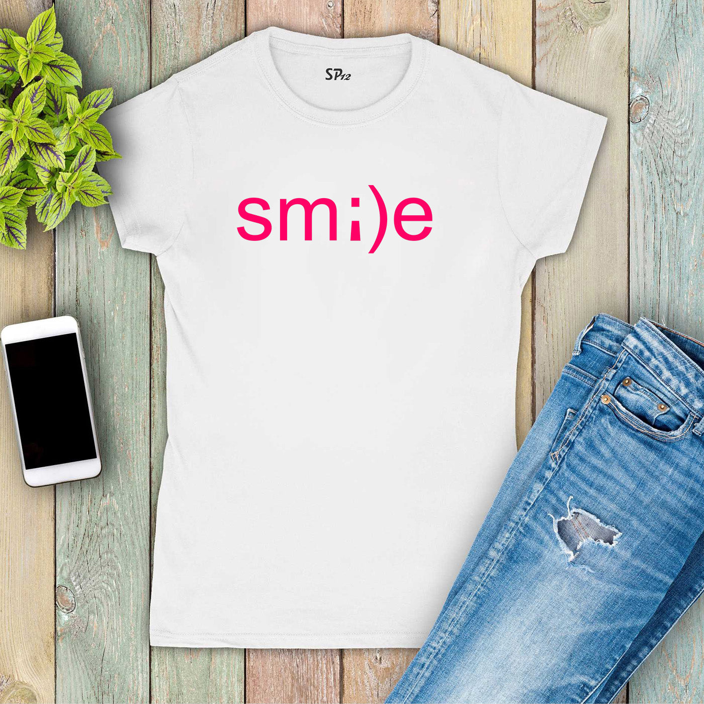 Smile Pink Funny Emoji Women T Shirt