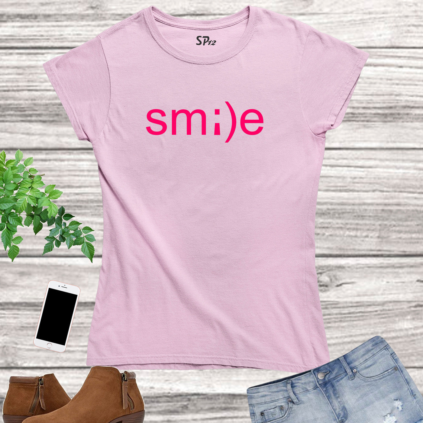Smile Pink Funny Emoji Women T Shirt