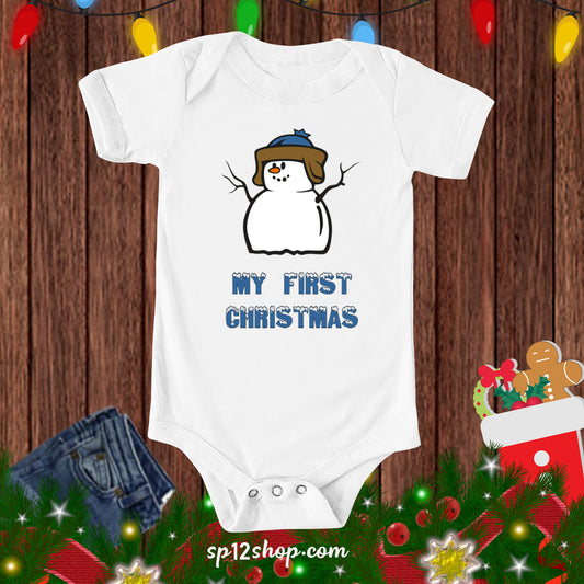 Snow Boy My First Christmas Funny X-mas Baby Gift Bodysuit